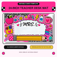 Teacher Desk Mat Canva Template | Editable 14 × 24 Design