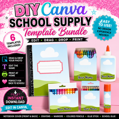 Editable Canva School Supply Labels Template Bundle | DIY Back-to-School Printable Templates