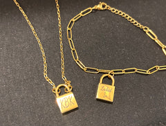 KBK "Locked In" Padlock Necklace & Bracelet