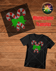 Rhinestone Candy Cane Transfer - Limited Edition