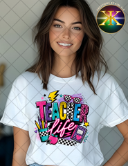 Retro 90s Teacher Life Sublimation Shirt Transfer