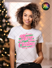 Pink Merry Christmas Sublimation Shirt Transfer