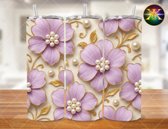 3D Lilac Flowers & Pearls Sublimation Transfer Wrap