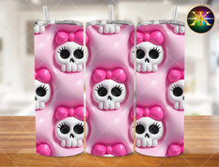 3D Pink Cartoon Skulls Sublimation Transfer Wrap