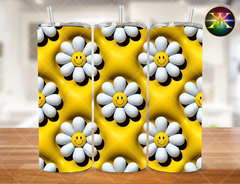 3D Inflated Playful Daisies Sublimation Transfer Wrap