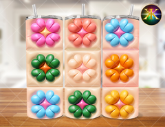 Inflated Colorful Flowers Sublimation Transfer Wrap