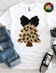 Leopard Print XMas Tree Sublimation Shirt Transfer