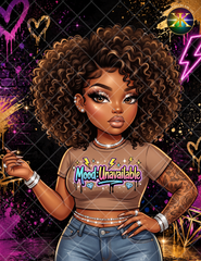 Caramel Mood Unavailable PNG Afro Girl – Glam Boss Babe Character Design for Shirts & Tumblers