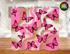 Pink Glittery Butterflies Sublimation Transfer Wrap