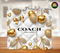 Digital Download White & Gold Cherry Coach 20 Ounce Tumbler Design (NOT A PHYSICAL ITEM)