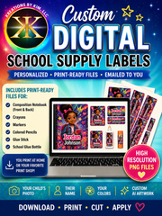 Custom Digital School Supply Labels | Personalized Printable Back-to-School Labels