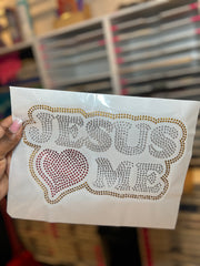 Rhinestone Jesus Loves Me Transfer