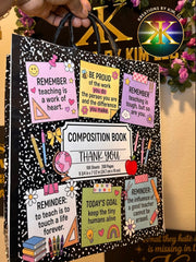 Custom Teacher Appreciation Gift Bag Canva Template – Editable Composition Book Design