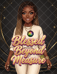 Blessed Beyond Measure PNG | Christian Melanin Girl Design | Faith Quote for Shirts, Tumblers & Crafts