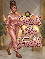 Walk By Faith PNG | Black Woman Christian Design | Religious Quote for T-Shirts & Tumblers