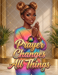 Prayer Changes All Things PNG | Faith-Based Black Girl Clipart | Christian Sublimation Design