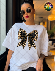 Black Luxury Leopard Bow Sublimation Shirt Transfer