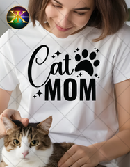 Screen Print Cat Mom Transfer
