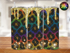 Digital Download Colorful Cheetah Print with Gold 20 Ounce Tumbler Design (NOT A PHYSICAL ITEM)