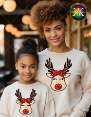Print-To-Order Faux Glitter Reindeer Transfer