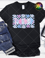 Print-To-Order Floral Teacher Transfer