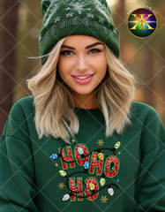 Print-To-Order Faux Glitter Ho Ho Ho Transfer