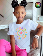 Youth Colorful 100 Days of School Sublimation Shirt Transfer - 8 Inches