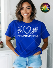 Screen Print Peace Love Track Transfer