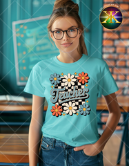 Print-To-Order Retro Floral Teacher Transfer