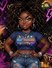 Chocolate Mood Unavailable PNG – Unbothered Boss Babe Character Design for Shirts & Tumblers