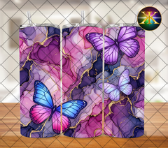 Watercolor Purple, Pink and Blue Butterfly Sublimation Transfer Wrap