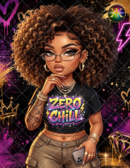 Zero Chill PNG – Sassy Boss Babe Character Design for Shirts, Tumblers & Stickers